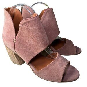 Sundance Catalog Booties Ankle Boots Pink Suede‎ Zip Closure Block Heel Size 39